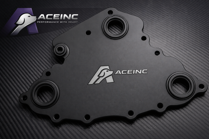 ACE INC HEMI Water Pump Block Off Plate – billet aluminum remote water pump plate for HEMI 5.7 6.1 6.4