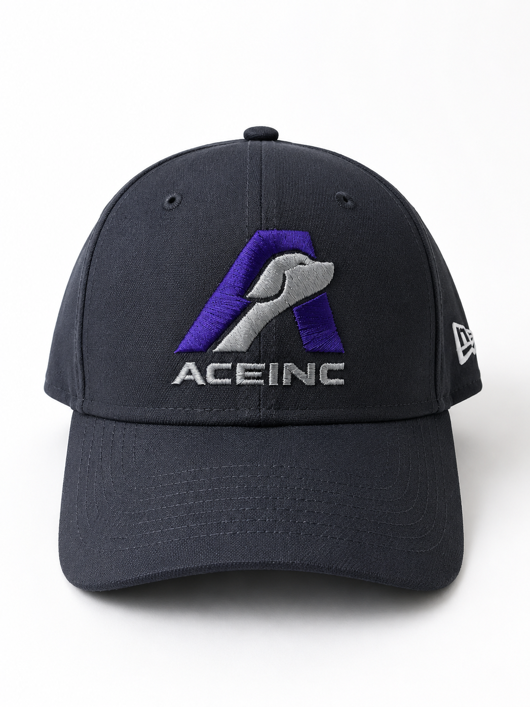 ACE INC New Era 39THIRTY charcoal cap with embroidered purple and grey logo